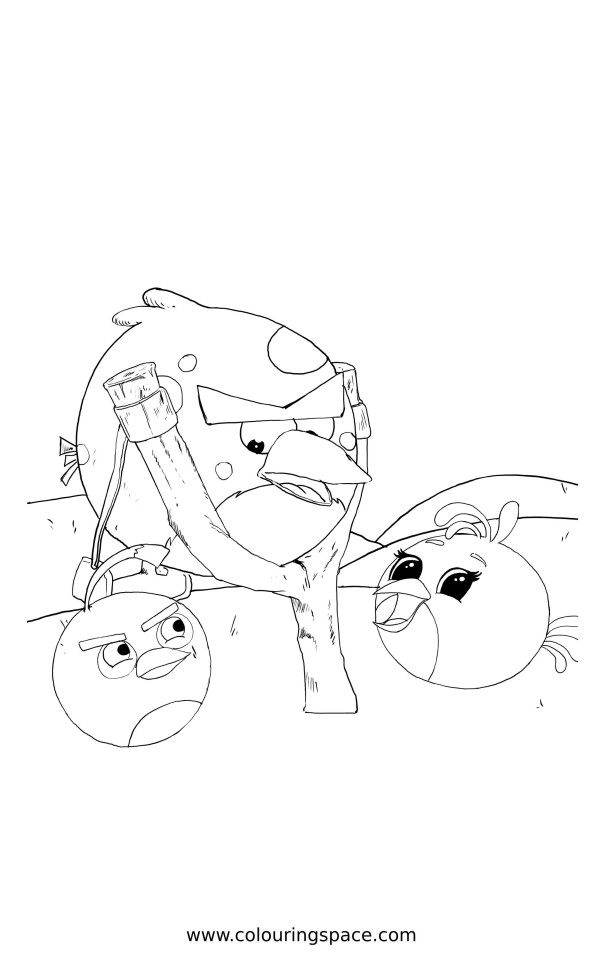 Thumbnail of Angry Birds Red & Stella and Bomb Bird Coloring Image