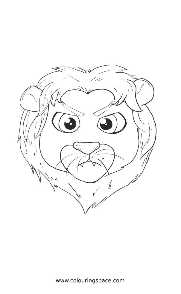 Thumbnail of Cartoon Angry Lion Face Coloring Image