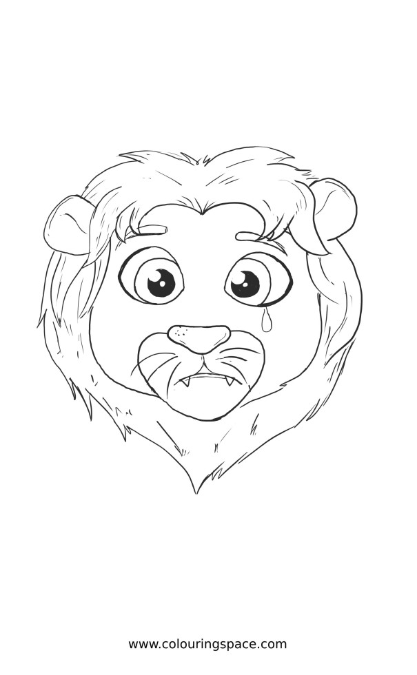 Thumbnail of Cartoon Animal Sad Crying Lion Coloring Pages