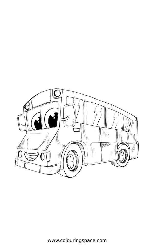 Thumbnail of Cute City Bus with Big Eyes Coloring Sheet