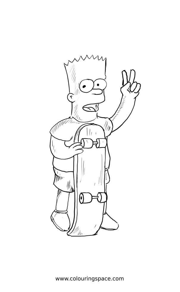 Thumbnail of The Simpsons Character Bart Skateboarding Coloring Pages